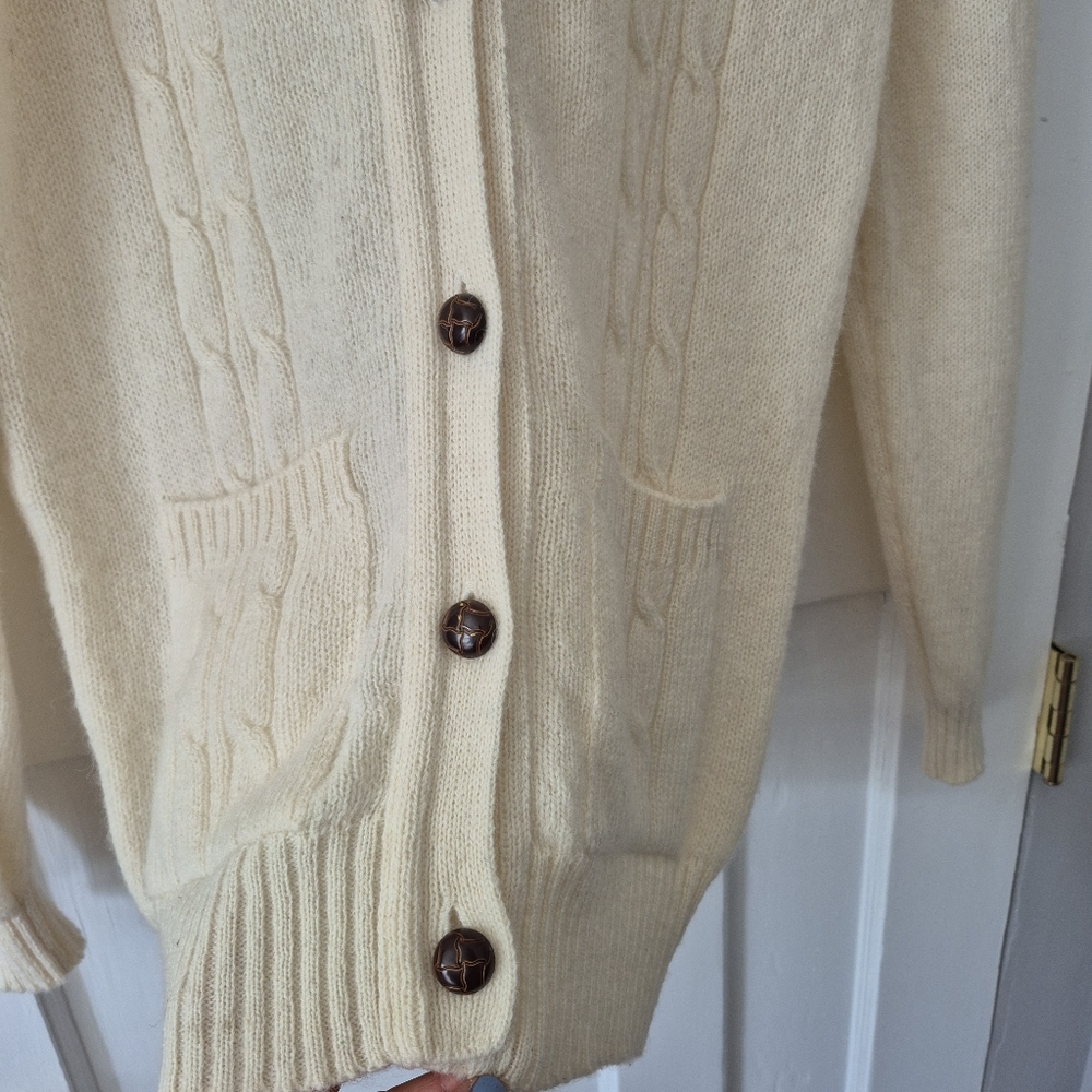 Vintage Grandmacore Wool Cable Knit Button Front Cardigan Sweater Tabi Int Sz M - Picture 4 of 9
